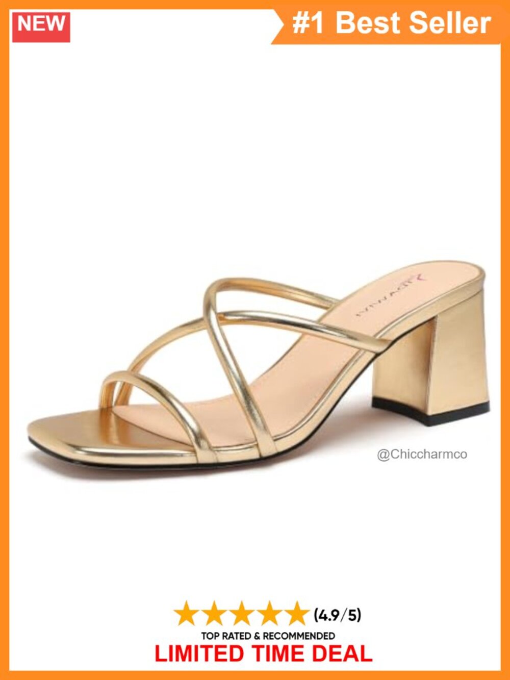 Strappy Heeled Sandals Square Open Toe Low Chunky Block Heel Slip On Mules